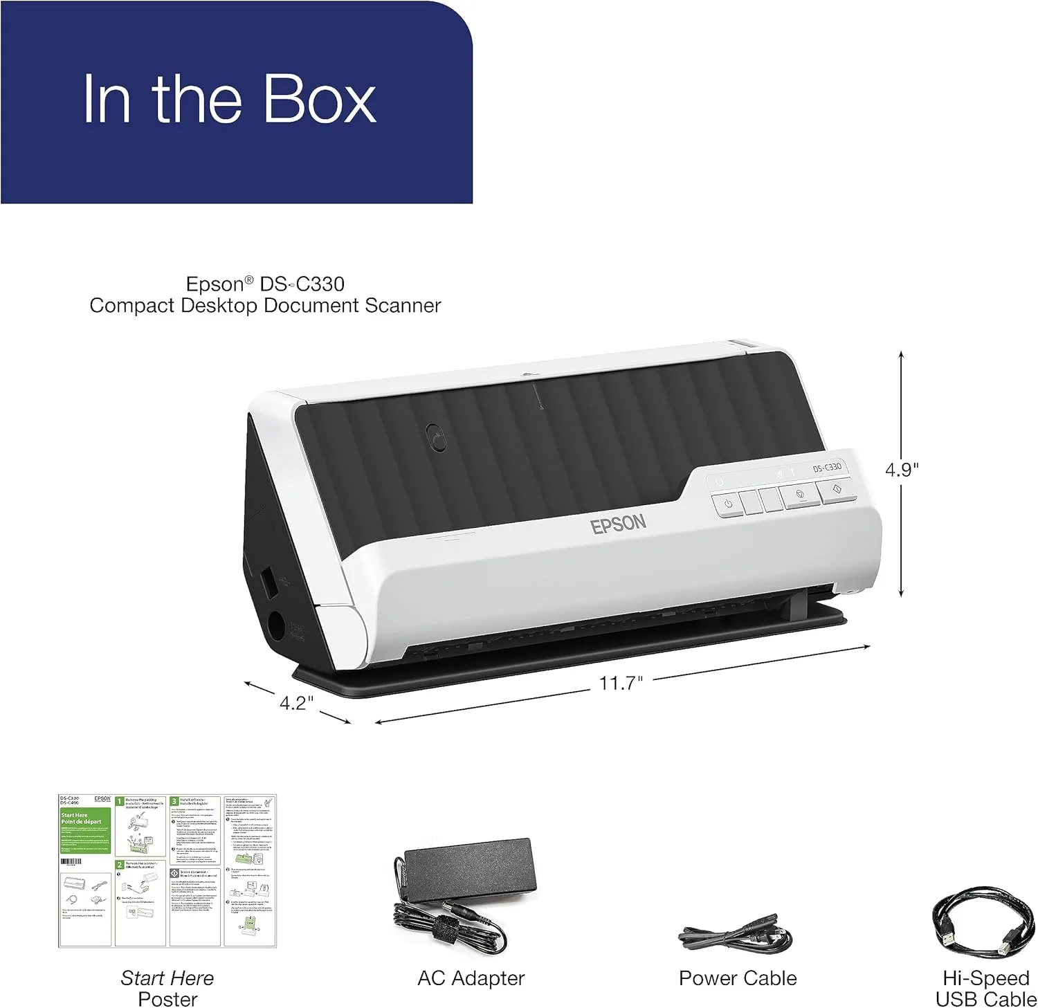 Epson DS-C330 Duplex Compact Desktop Document Scanner