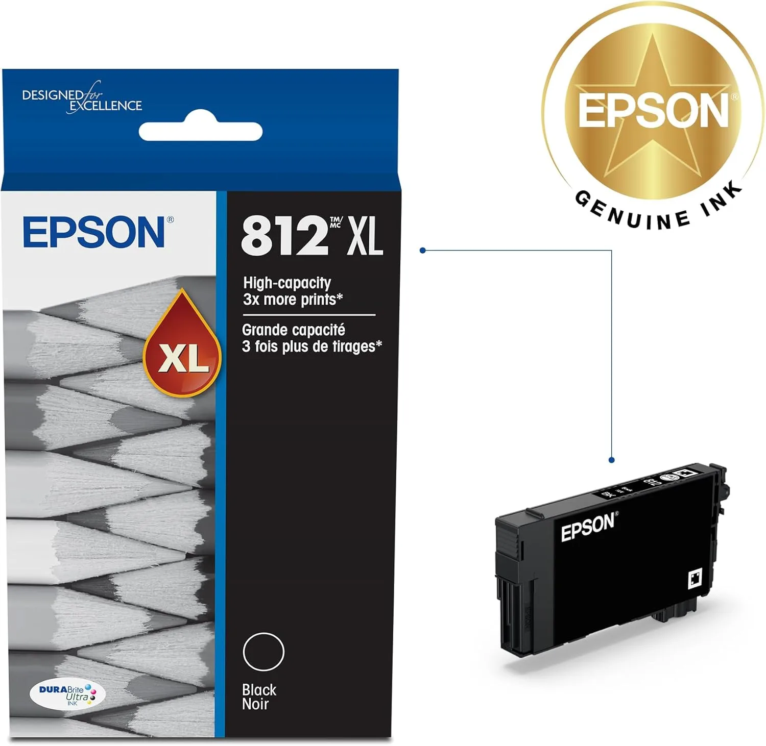 EPSON 812 DURABrite Ultra High-Capacity Black Ink Cartridge (T812XL120-S)