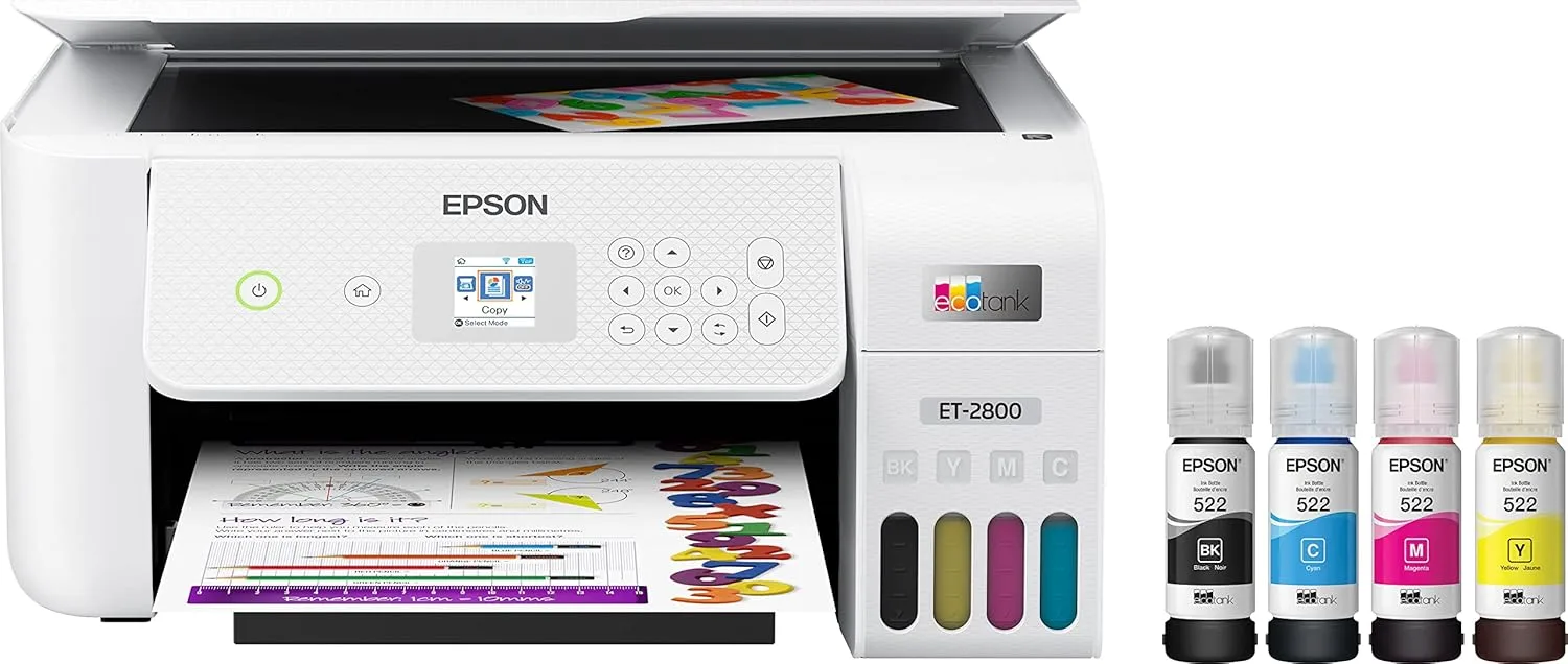 Epson EcoTank ET Series Wireless Color Inkjet All-in-One Supertank Printer, Print Scan Copy