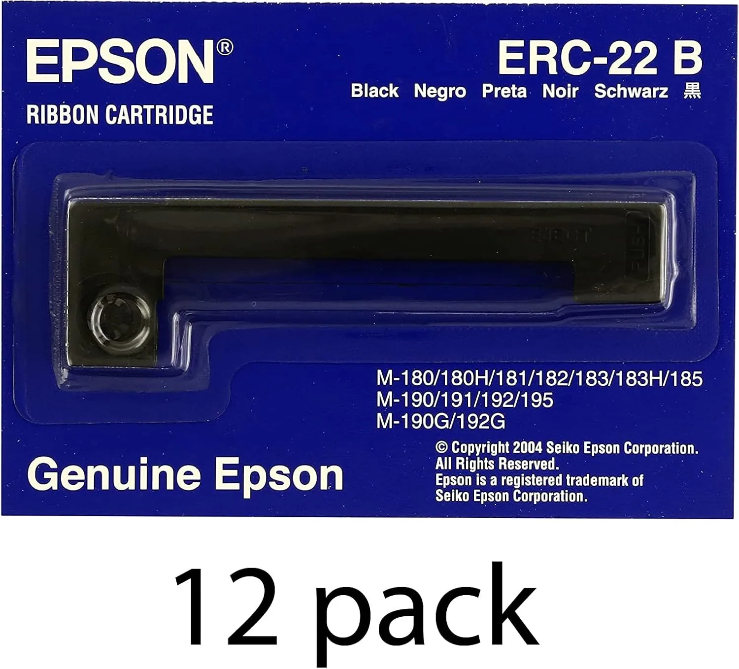 Genuine Epson (ERC-22B) 12-Pack Black Ribbon Cartridge For: M-180, M-181, M-183, M-185 (E65103)