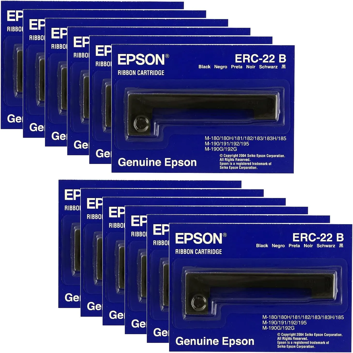Genuine Epson (ERC-22B) 12-Pack Black Ribbon Cartridge For: M-180, M-181, M-183, M-185 (E65103)