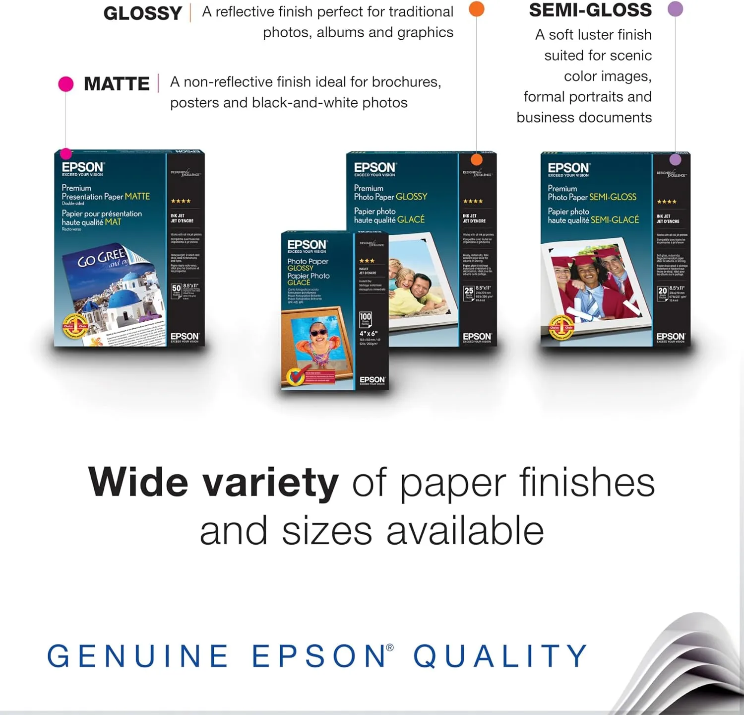 Epson Bright White Pro Paper - S041586-4, 8.5 x 11, 500 Sheets