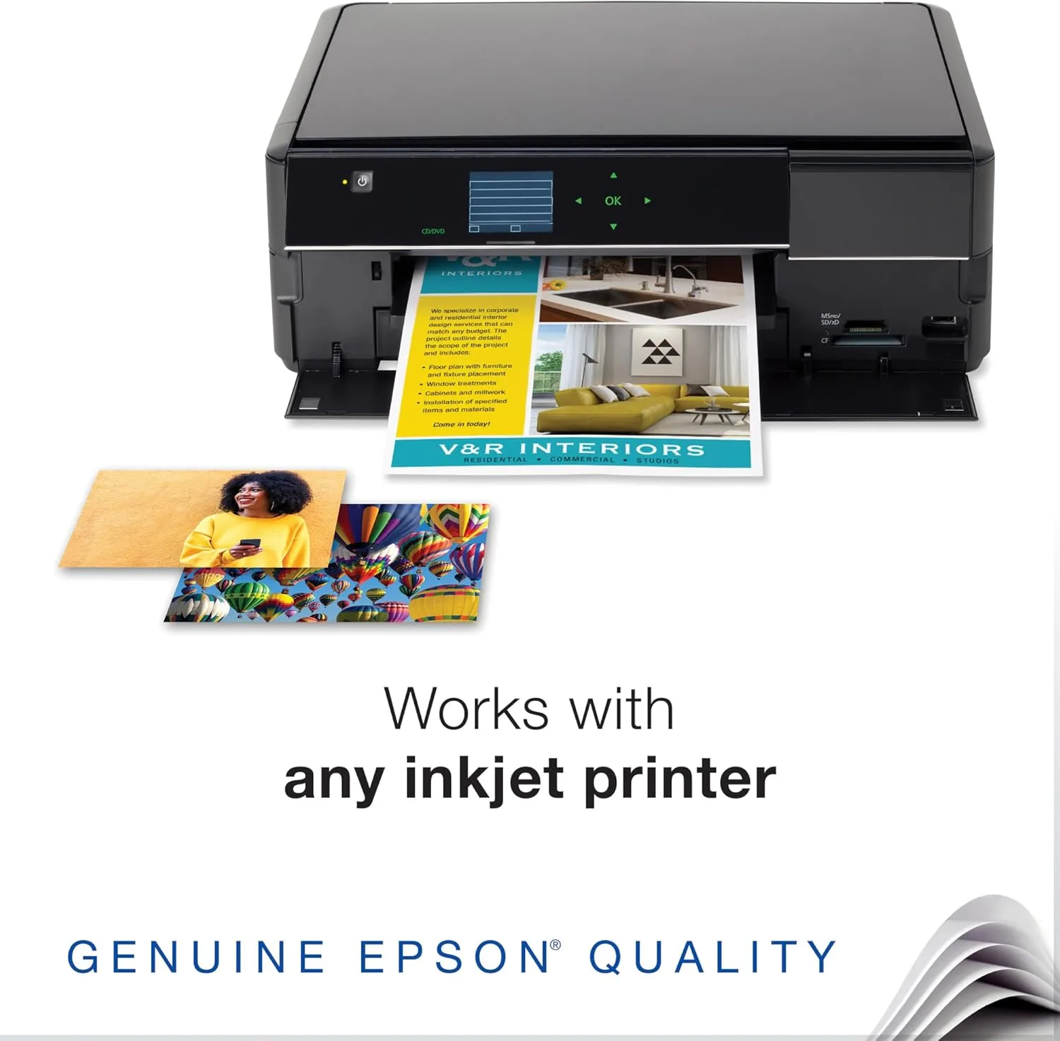 Epson Bright White Pro Paper - S041586-4, 8.5 x 11, 500 Sheets