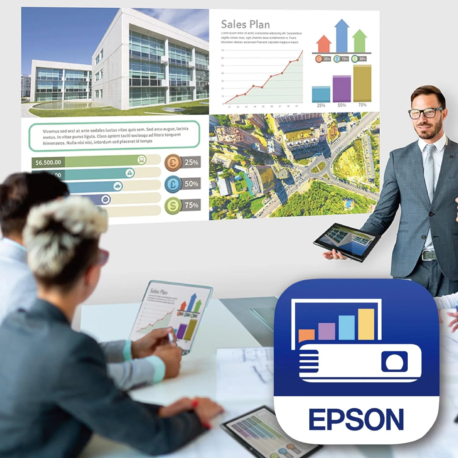 Epson PowerLite W49 LCD Projector - WXGA 1280x800 - 3800 Lumens - Ceiling Mountable