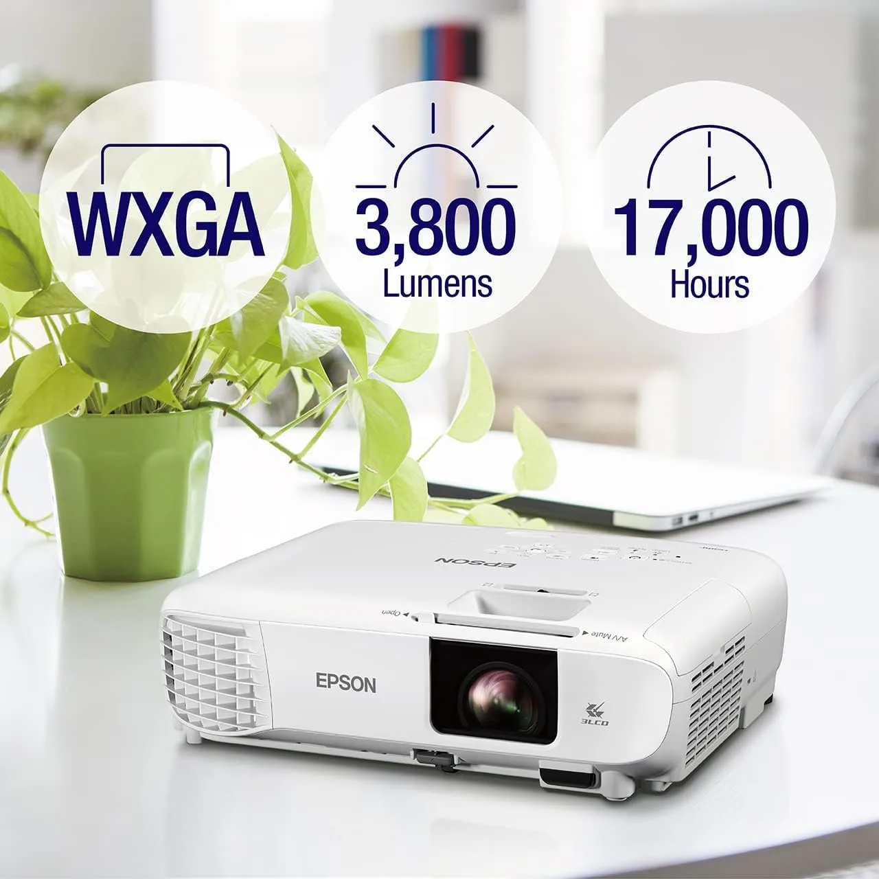 Epson PowerLite W49 LCD Projector - WXGA 1280x800 - 3800 Lumens - Ceiling Mountable