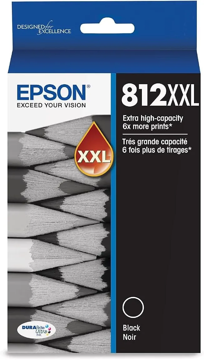 EPSON 812 DURABrite Ultra Ink Extra-high Capacity Black Cartridge (T812XXL120-S) Works with WorkForce Pro WF-7310, WF-7820, WF-7840, WorkForce EC-C7000