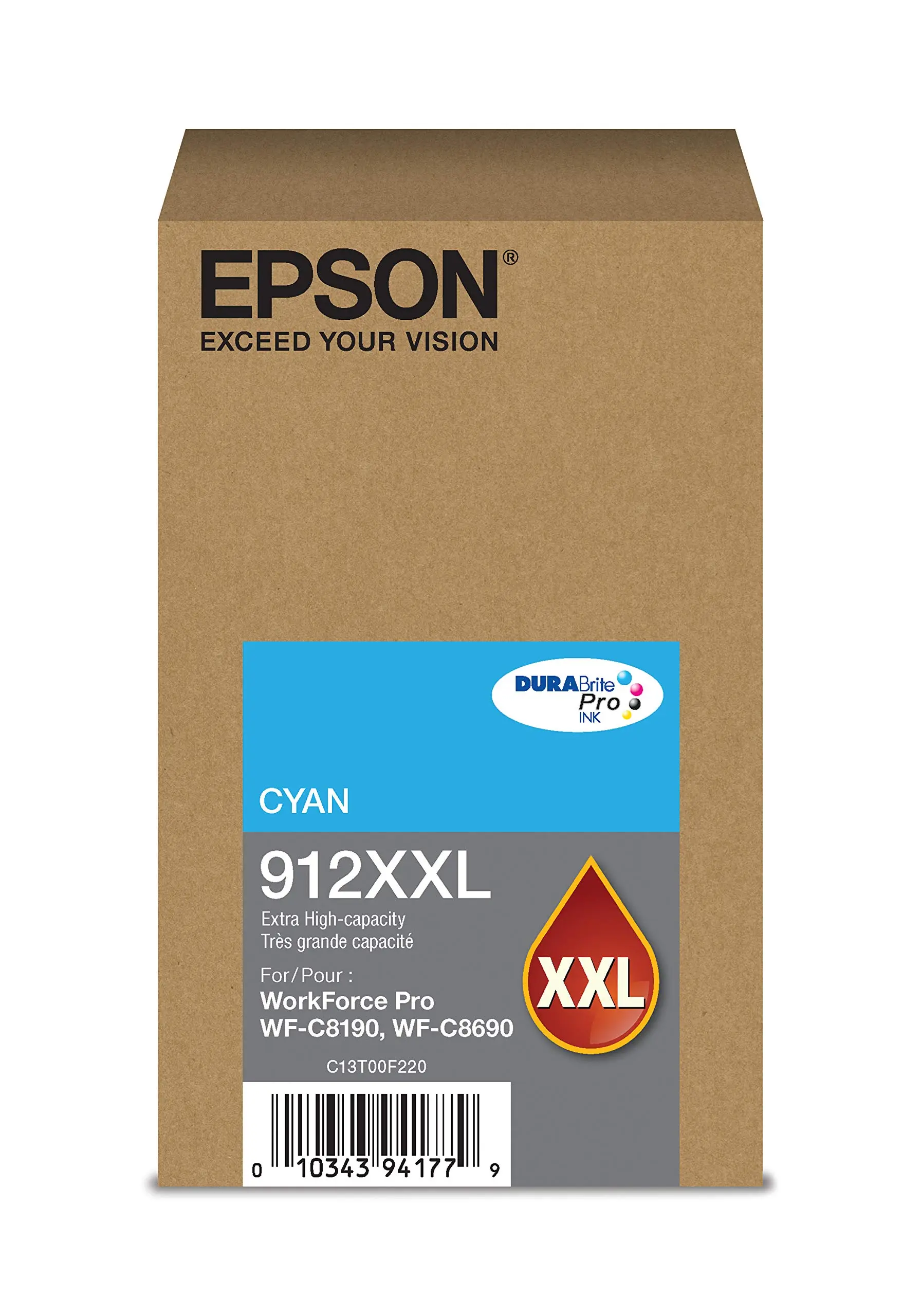 Epson DURABrite Pro 912XXL Original Extra High Yield Inkjet Ink Cartridge - Cyan Pack - 8000 Pages