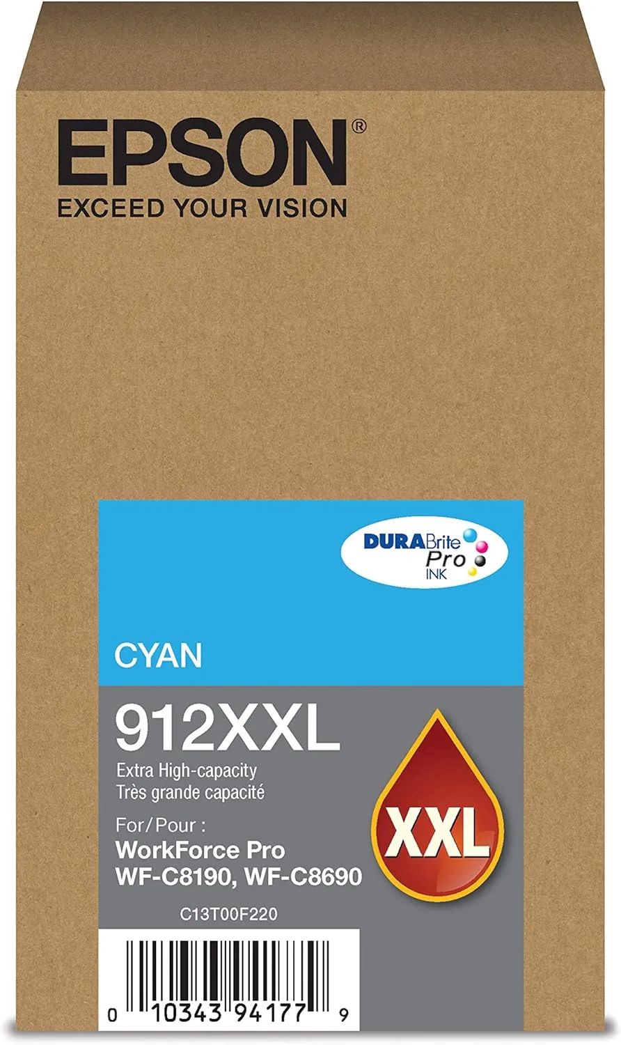 Epson DURABrite Pro 912XXL Original Extra High Yield Inkjet Ink Cartridge - Cyan Pack - 8000 Pages