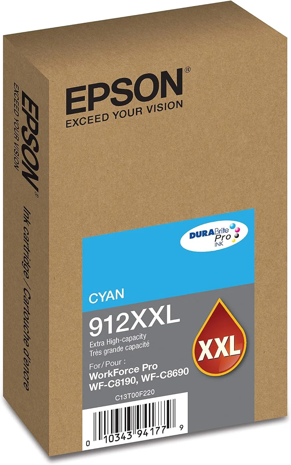 Epson DURABrite Pro 912XXL Original Extra High Yield Inkjet Ink Cartridge - Cyan Pack - 8000 Pages