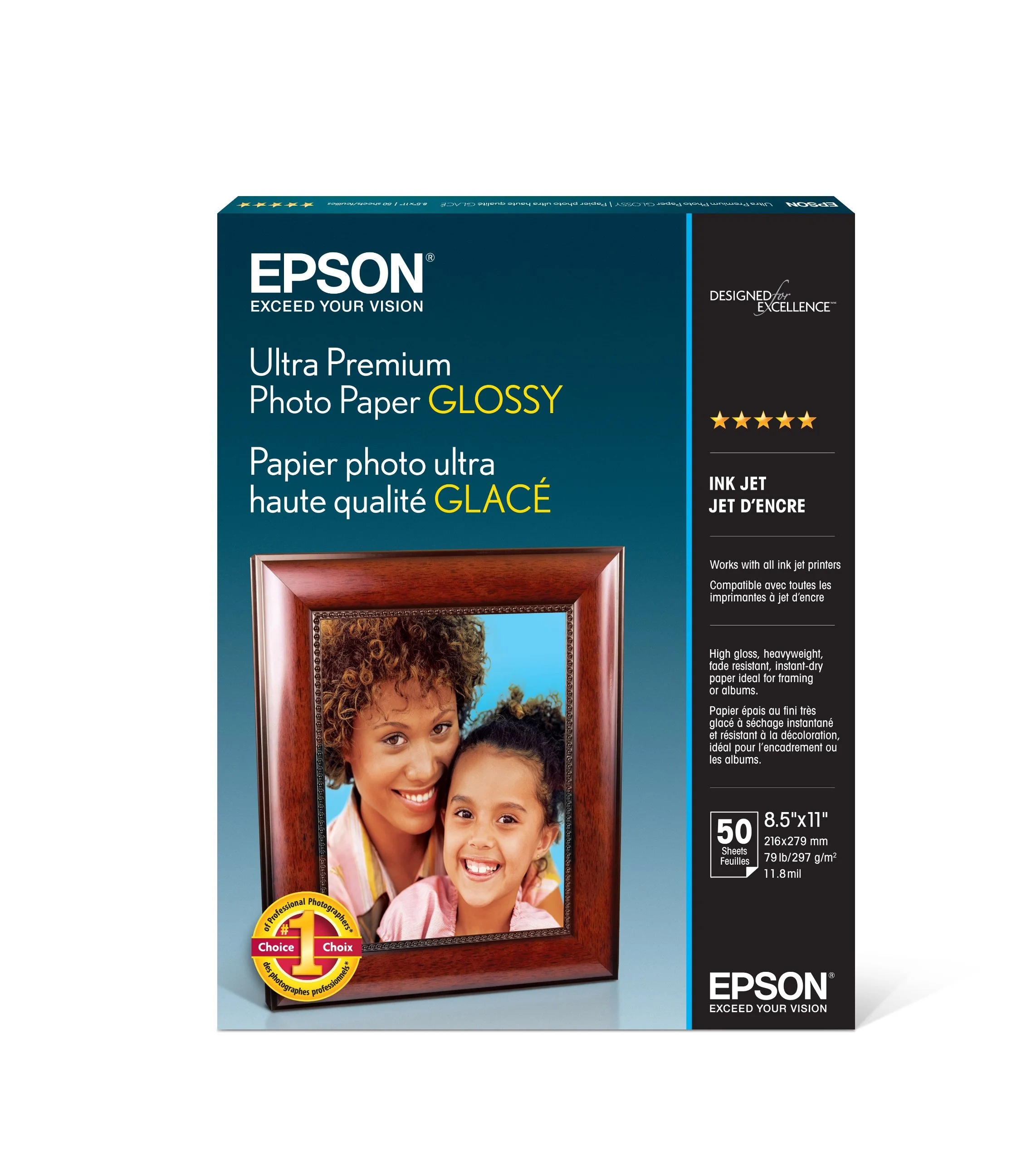 Epson Ultra Premium Glossy Photo Paper, 8.5 x 11 in, 50 Sheets (S042175)