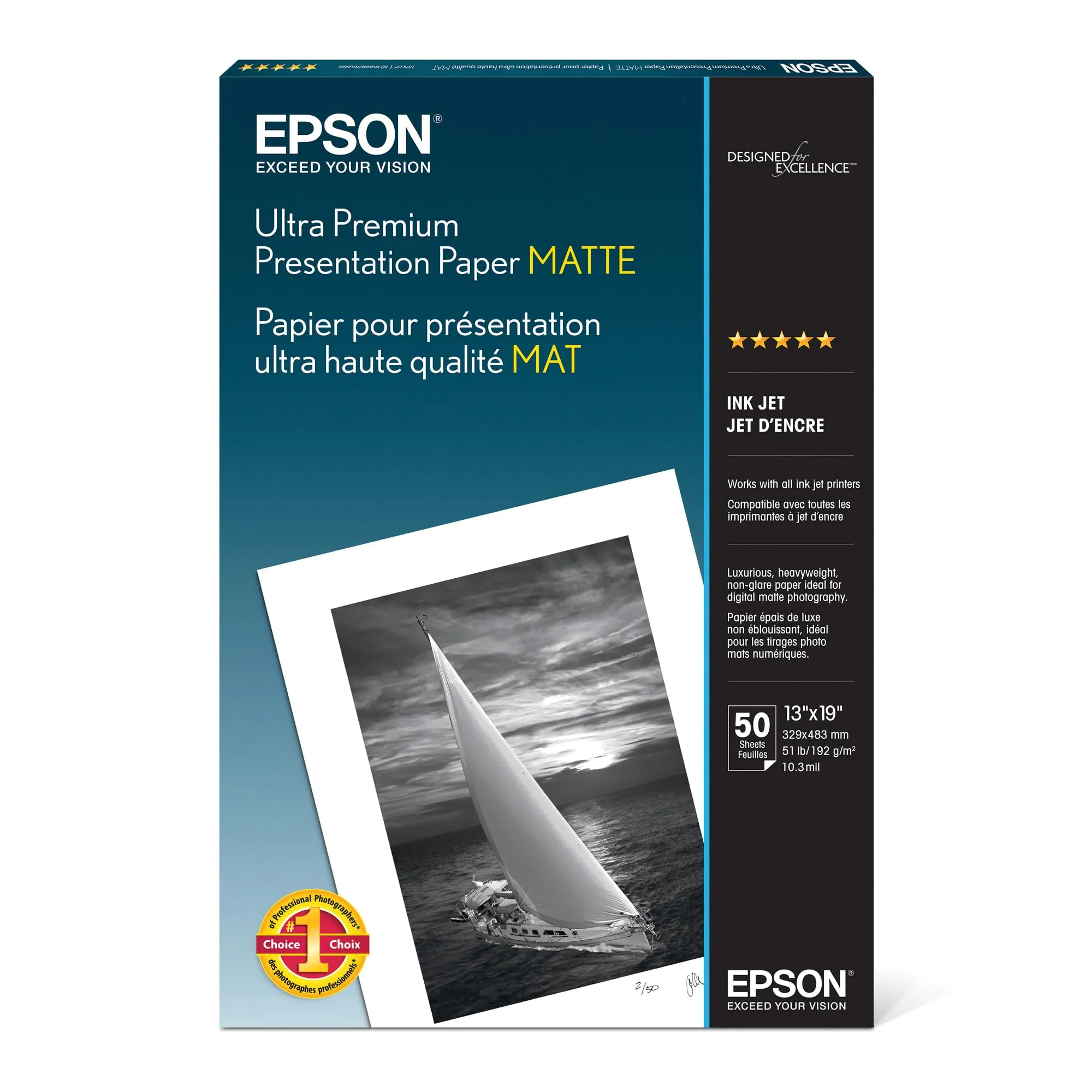 Epson Ultra Premium Presentation Paper MATTE (13x19 Inches, 50 Sheets) (S041339)