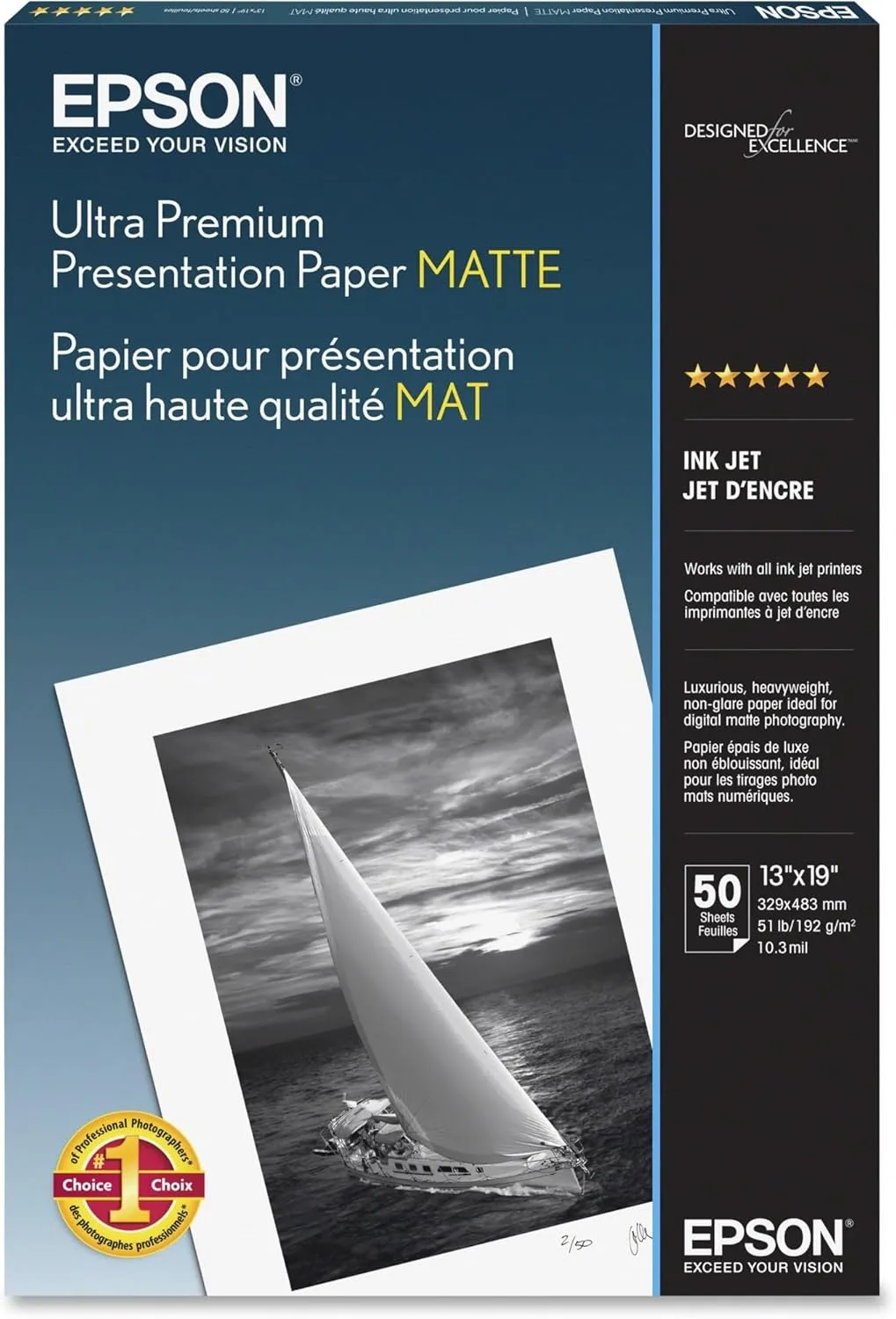Epson Ultra Premium Presentation Paper MATTE (13x19 Inches, 50 Sheets) (S041339)