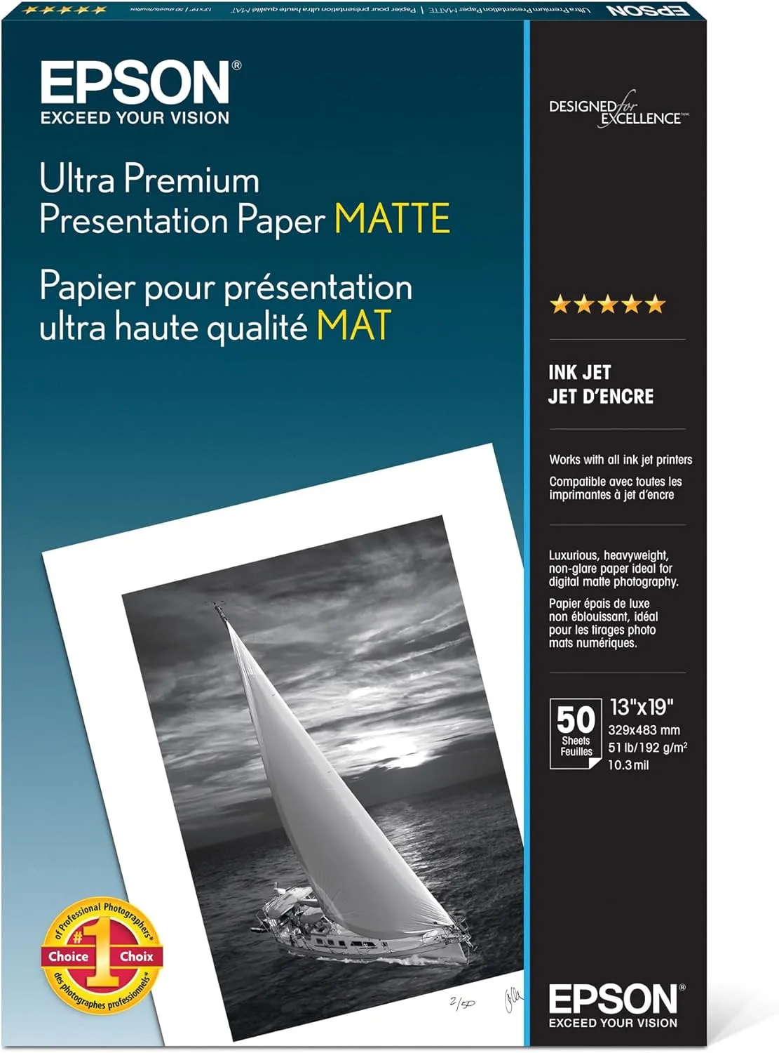 Epson Ultra Premium Presentation Paper MATTE (13x19 Inches, 50 Sheets) (S041339)