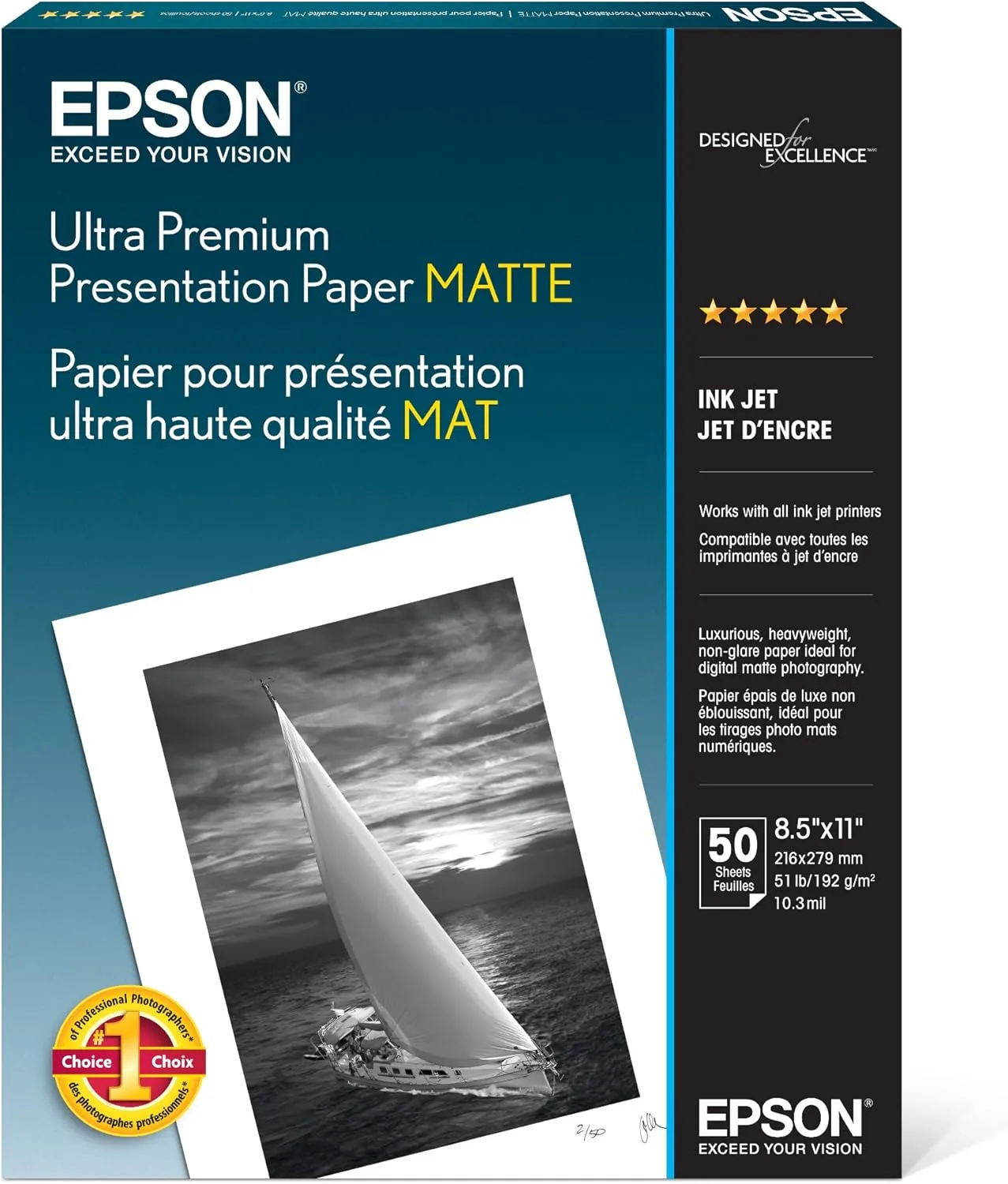 Epson Ultra Premium Presentation Paper Matte (8.5 x 11, 50 Sheets) S041341