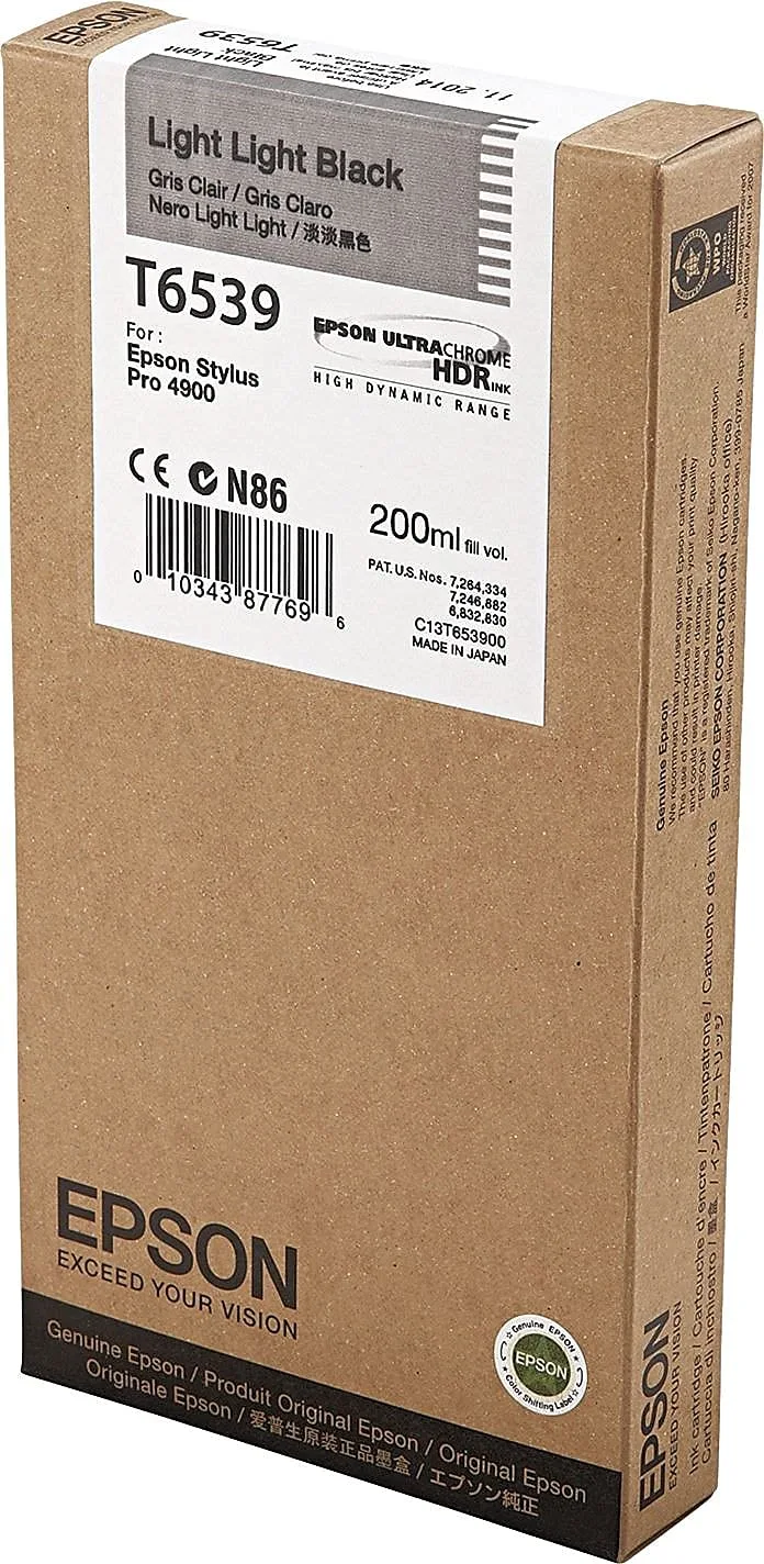 Epson UltraChrome HDR Ink Cartridge - 200ml Light Light Black (T653900)