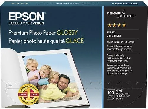 Epson Value Photo Paper Glossy, 4"x6", 100 Sheets (S400034)