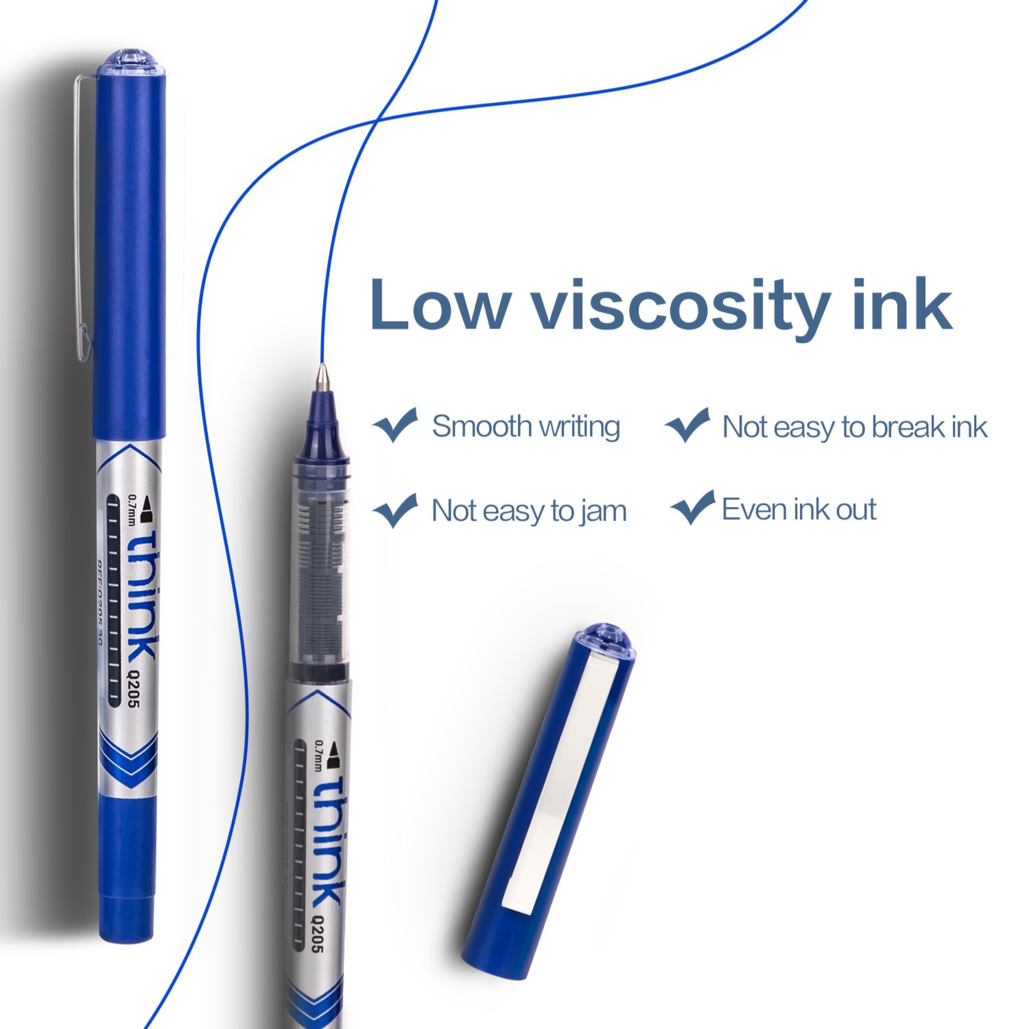 DELI Q20530 THINK ROLLER PEN 0.7MM BLUE