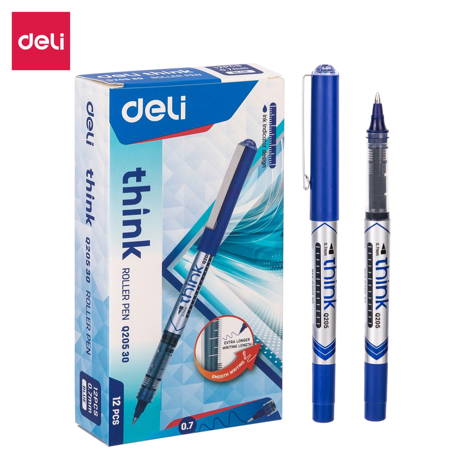 DELI Q20530 THINK ROLLER PEN 0.7MM BLUE