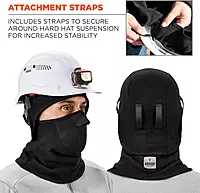 Ergodyne Mens Face Mask - 2-pc Fleece Neoprene Balaclava, Black