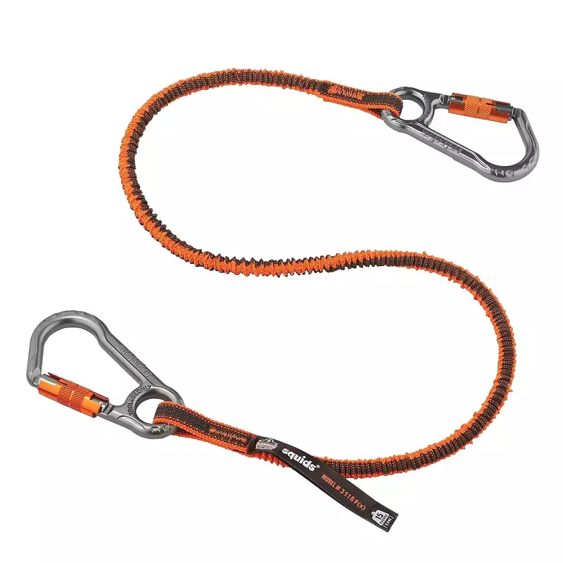 Ergodyne - 19828 Shock Absorbing Tool Lanyard with Two Locking Aluminum Carabiners, Tool Weight Capacity 15lbs, Squids 3118