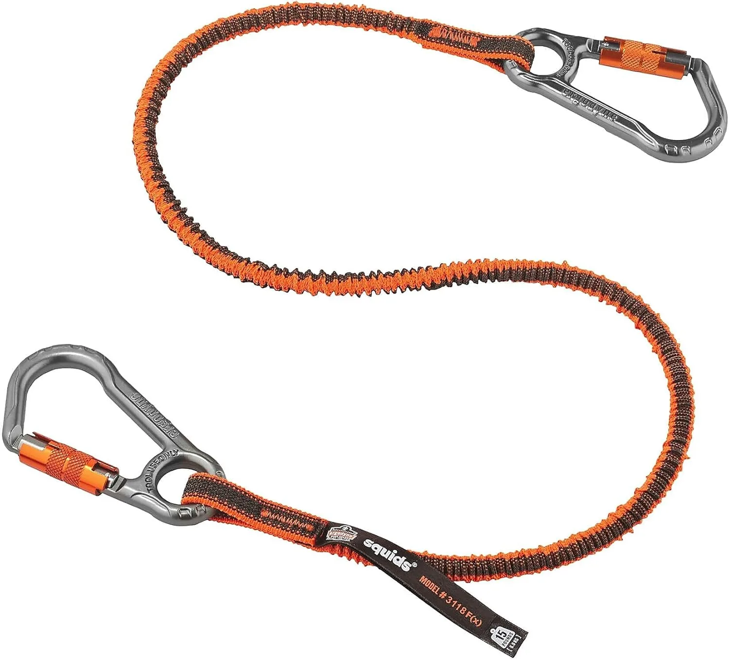 Ergodyne - 19828 Shock Absorbing Tool Lanyard with Two Locking Aluminum Carabiners, Tool Weight Capacity 15lbs, Squids 3118