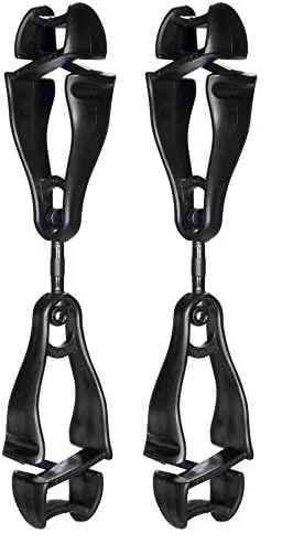 Ergodyne Squids 3420 Swiveling Dual-Clip Glove Holders, 5-1/2 in, Black - Set of 6