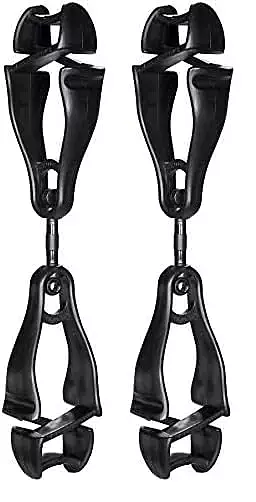 Ergodyne Squids 3420 Swiveling Dual-Clip Glove Holders, 5-1/2 in, Black - Set of 6
