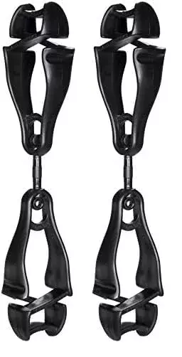 Ergodyne Squids 3420 Swiveling Dual-Clip Glove Holders, 5-1/2 in, Black - Set of 6
