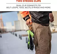 Ergodyne Squids 3420 Swiveling Dual-Clip Glove Holders, 5-1/2 in, Black - Set of 6