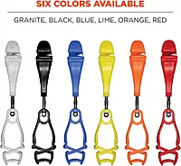 Ergodyne Squids 3420 Swiveling Dual-Clip Glove Holders, 5-1/2 in, Black - Set of 6