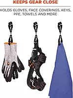 Ergodyne Squids 3420 Swiveling Dual-Clip Glove Holders, 5-1/2 in, Black - Set of 6