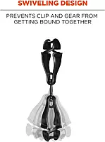 Ergodyne Squids 3420 Swiveling Dual-Clip Glove Holders, 5-1/2 in, Black - Set of 6