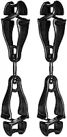 Ergodyne Squids 3420 Swiveling Dual-Clip Glove Holders, 5-1/2 in, Black - Set of 6