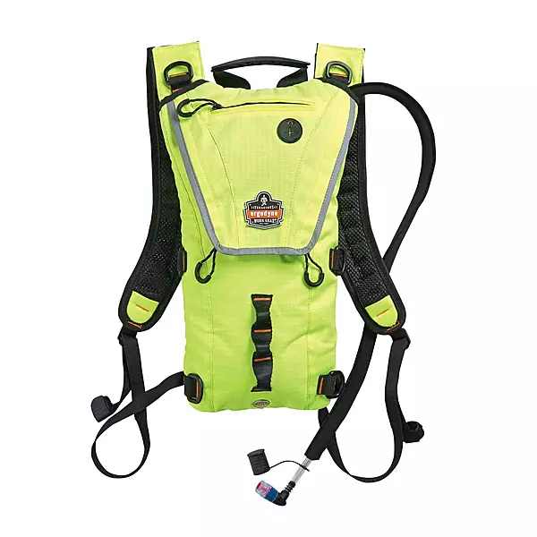 Ergodyne Chill-Its 5156 Hydration Backpack with Storage, Low Profile Pack, High Visibility Reflective, 3 Liter Bladder