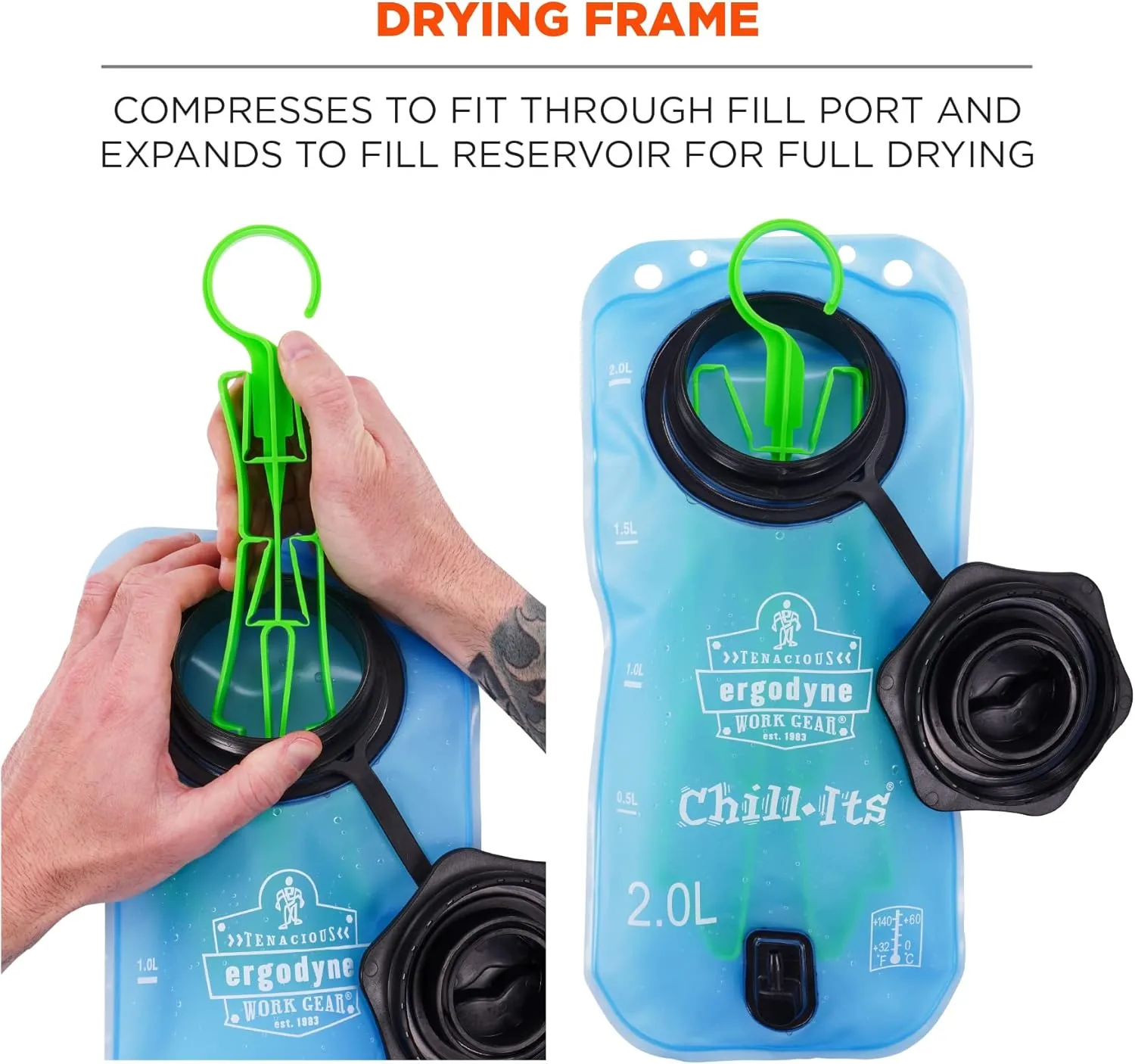 Chill-Its 5159 Hydration Pack Cleaning Kit, Bladder, Tube/Bite-Valve Cleaning Brushes, Drying Rack