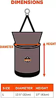 Ergodyne Arsenal 5973 Large Nylon Hoist Bucket Tool Bag - D-Rings, Zipper Top, Gray