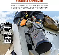 Ergodyne Arsenal 5973 Large Nylon Hoist Bucket Tool Bag - D-Rings, Zipper Top, Gray