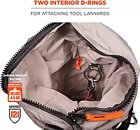 Ergodyne Arsenal 5973 Large Nylon Hoist Bucket Tool Bag - D-Rings, Zipper Top, Gray