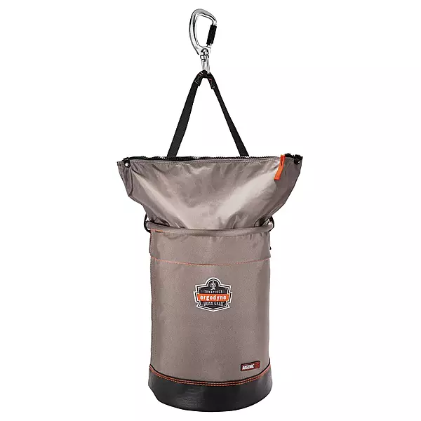 Ergodyne Arsenal 5974 Large Nylon Hoist Bucket Tool Bag - Swiveling Carabiner, Zipper Top