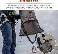Ergodyne Arsenal 5974 Large Nylon Hoist Bucket Tool Bag - Swiveling Carabiner, Zipper Top