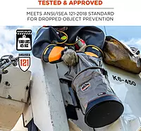 Ergodyne Arsenal 5974 Large Nylon Hoist Bucket Tool Bag - Swiveling Carabiner, Zipper Top