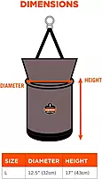 Ergodyne Arsenal 5974 Large Nylon Hoist Bucket Tool Bag - Swiveling Carabiner, Zipper Top