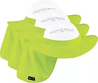 Ergodyne Chill-Its 6660 Attachable Hard Hat Brim with Neck Shade, Lime (Pack of 3)