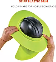 Ergodyne Chill-Its 6660 Attachable Hard Hat Brim with Neck Shade, Lime (Pack of 3)