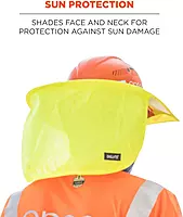 Ergodyne Chill-Its 6660 Attachable Hard Hat Brim with Neck Shade, Lime (Pack of 3)