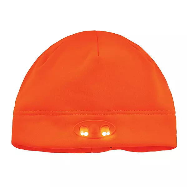 Ergodyne N-Ferno 6804 LED Light Fleece Skull Cap Beanie Hat, Orange, One Size