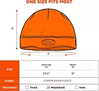 Ergodyne N-Ferno 6804 LED Light Fleece Skull Cap Beanie Hat, Orange, One Size