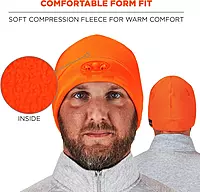 Ergodyne N-Ferno 6804 LED Light Fleece Skull Cap Beanie Hat, Orange, One Size