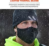 Ergodyne N-Ferno 6804 LED Light Fleece Skull Cap Beanie Hat, Orange, One Size