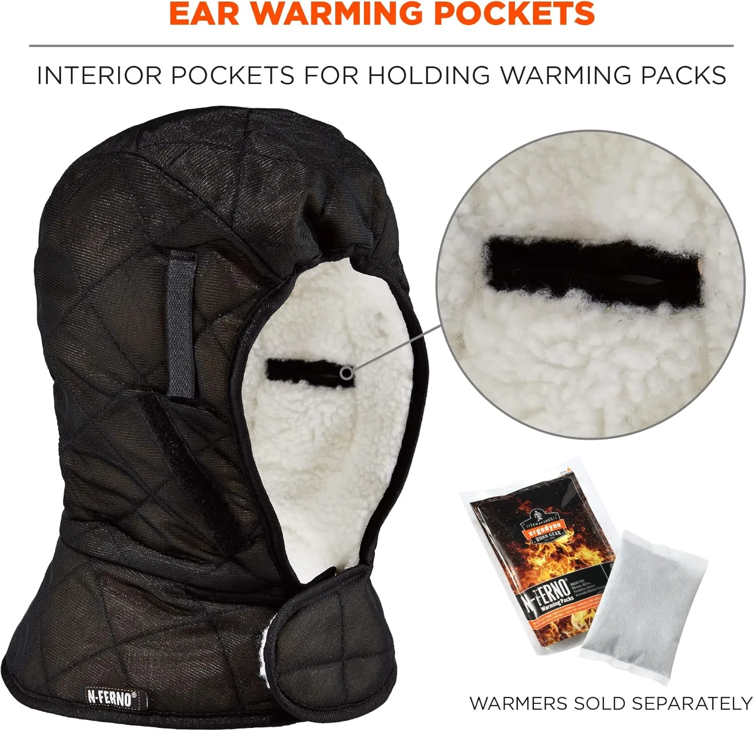 N-Ferno 6952 3-Layer Quilt Shoulder Winter Liner, Foam/Polyester/Sherpa, One Size Fits Most, Black